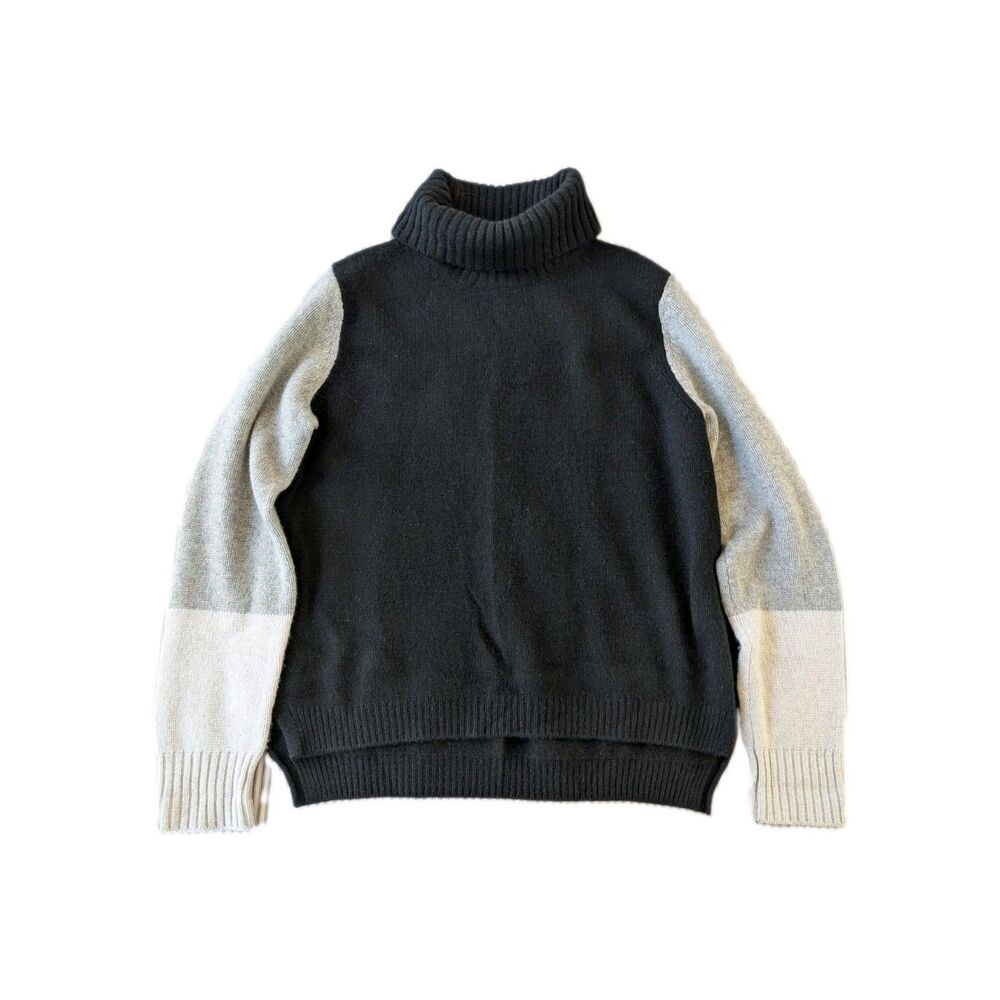 Pure Amici 100% Cashmere Turtleneck Black White Gray XL Classic Quiet Luxury...